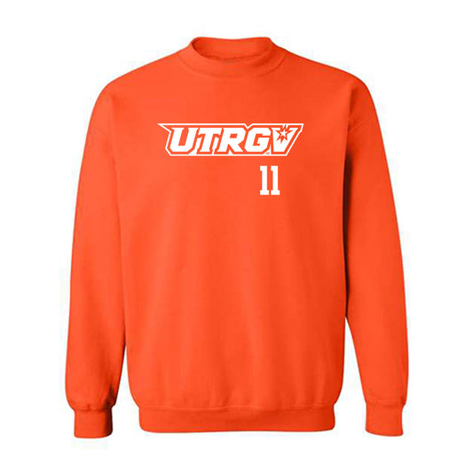 UTRGV - NCAA Baseball : Armani Raygoza - Orange Crewneck Sweatshirt-0