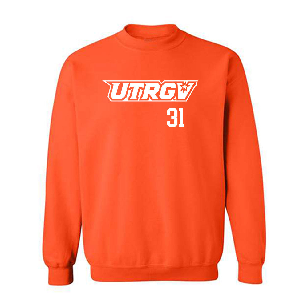 UTRGV - NCAA Baseball : Carlos Vallejo - Orange Crewneck Sweatshirt-0