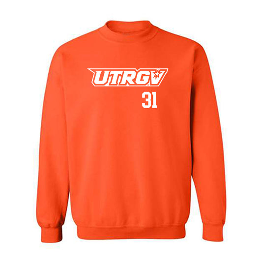 UTRGV - NCAA Baseball : Carlos Vallejo - Orange Crewneck Sweatshirt-0