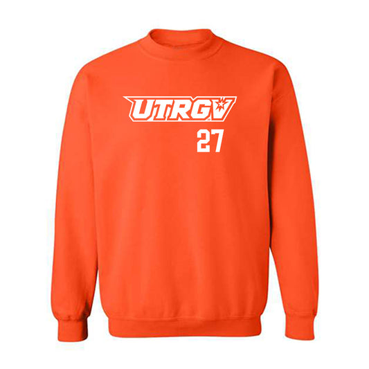 UTRGV - NCAA Baseball : Anthony Garcia - Orange Crewneck Sweatshirt-0