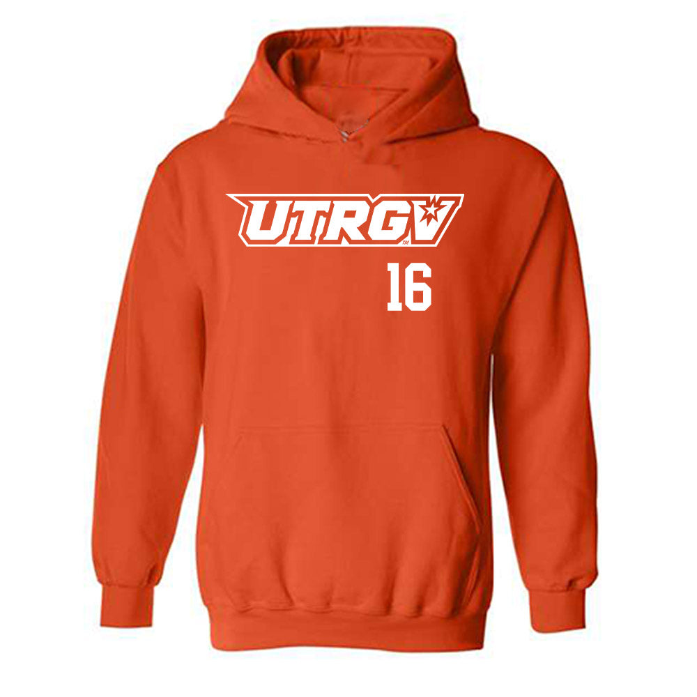 UTRGV - NCAA Baseball : Stephen Sepulveda - Orange Hooded Sweatshirt-0