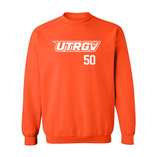 UTRGV - NCAA Baseball : Daren Barrera - Orange Crewneck Sweatshirt-0