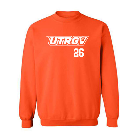 UTRGV - NCAA Baseball : Julius Ramirez - Orange Crewneck Sweatshirt-0