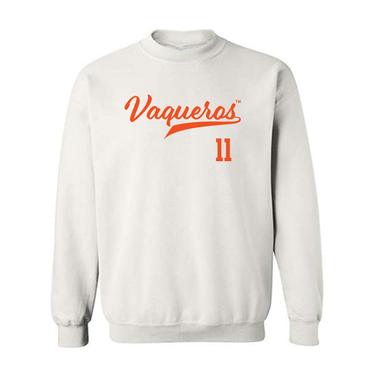 UTRGV - NCAA Baseball : Armani Raygoza - White Crewneck Sweatshirt-0