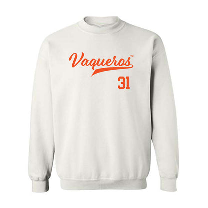 UTRGV - NCAA Baseball : Carlos Vallejo - White Crewneck Sweatshirt-0