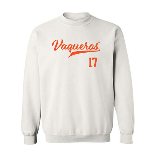 UTRGV - NCAA Baseball : Steven Oliva - White Crewneck Sweatshirt-0