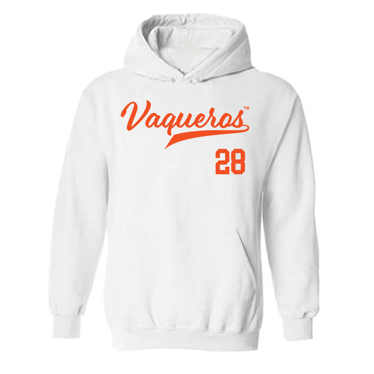 UTRGV - NCAA Baseball : Mason Engel - White Hooded Sweatshirt-0