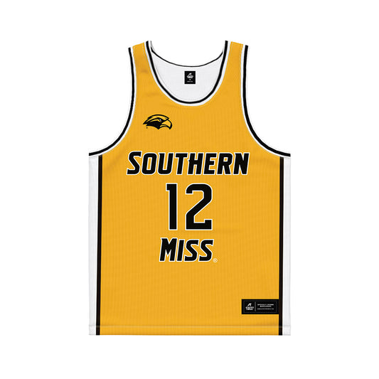 Southern Miss - NCAA Men's Basketball : Felipe Patino - Gold Basketball Jersey-0