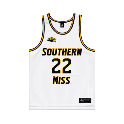 Southern Miss - NCAA Men's Basketball : Tegra Izay - White Basketball Jersey-0