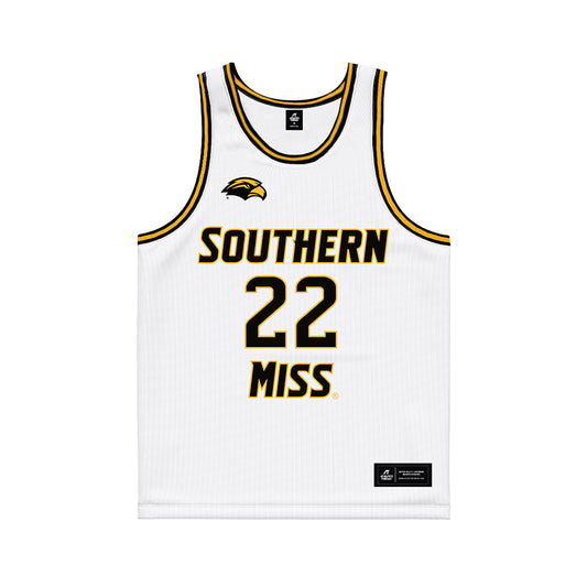 Southern Miss - NCAA Men's Basketball : Tegra Izay - White Basketball Jersey-0