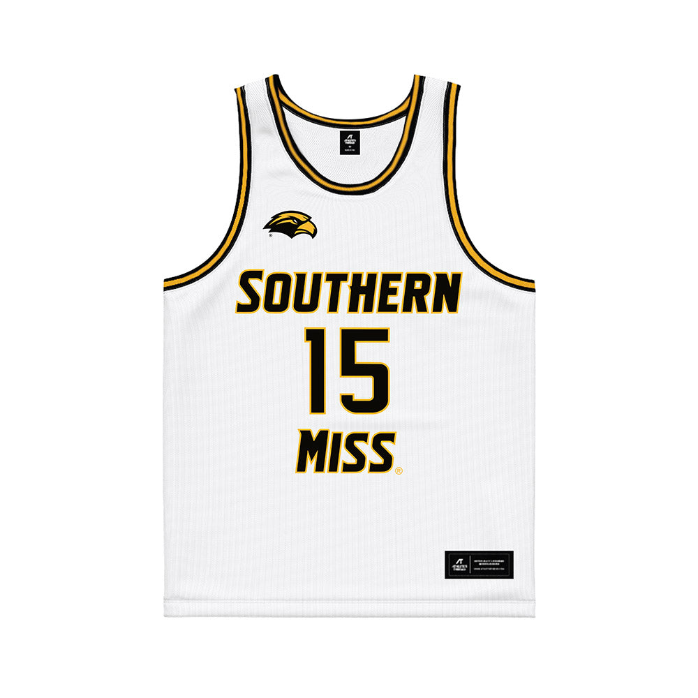 Southern Miss - NCAA Men's Basketball : Djahi Binet - White Basketball Jersey-0