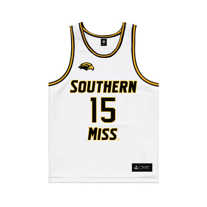 Southern Miss - NCAA Men's Basketball : Djahi Binet - White Basketball Jersey-0