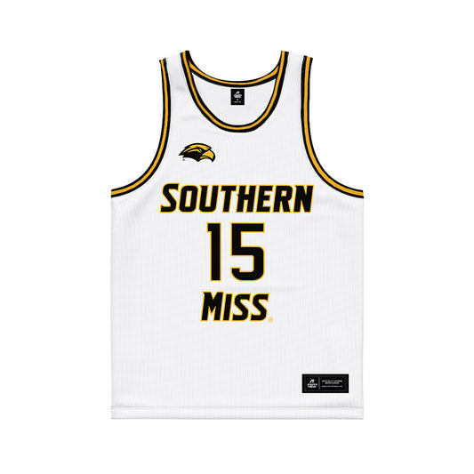 Southern Miss - NCAA Men's Basketball : Djahi Binet - White Basketball Jersey-0