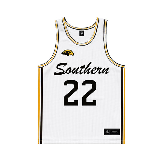 Southern Miss - NCAA Men's Basketball : Tegra Izay - White Basketball Jersey-0