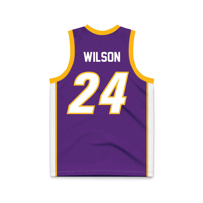 Northern Iowa - NCAA Men's Basketball : Jalen Wilson - Purple Basketball Jersey-1