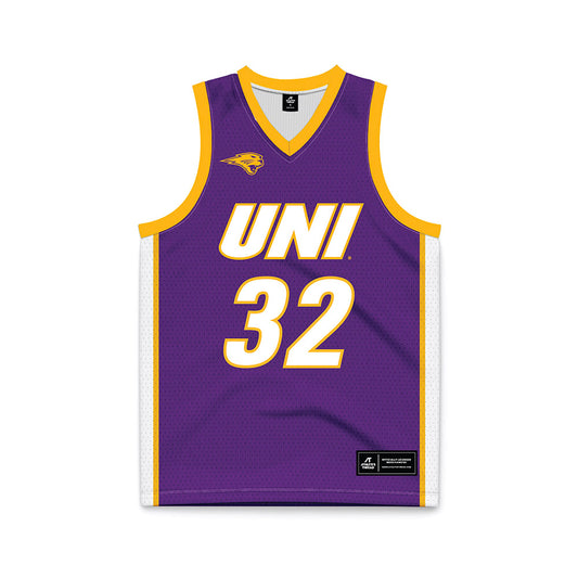 Northern Iowa - NCAA Men's Basketball : Will Gerdes - Purple Basketball Jersey-0
