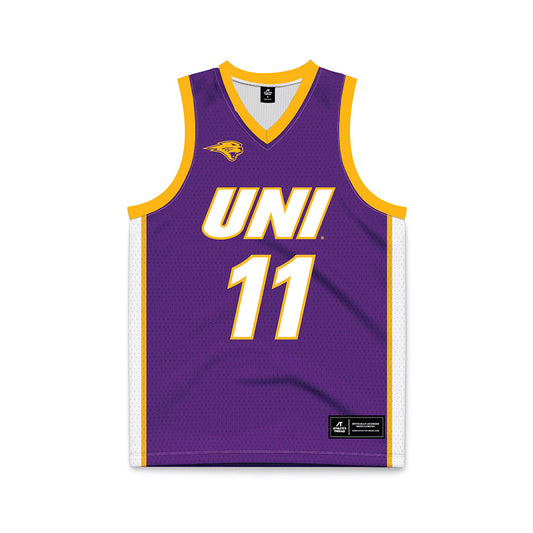 Northern Iowa - NCAA Men's Basketball : Ismael Diouf - Purple Basketball Jersey-0