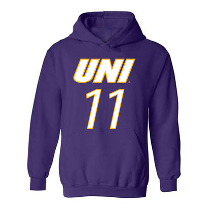 Northern Iowa - NCAA Men's Basketball : Ismael Diouf - Replica Shersey Hooded Sweatshirt-0