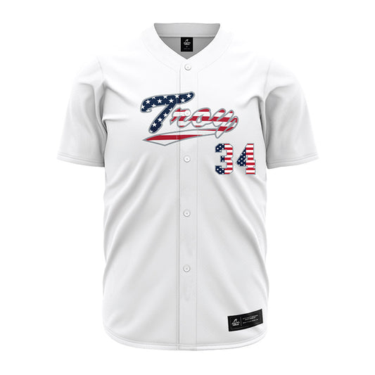 Troy - NCAA Baseball : Blake Cavill - White Jersey-0
