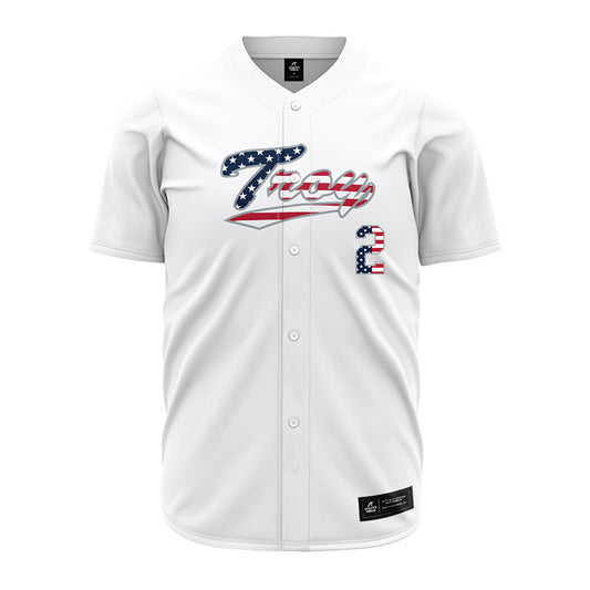 Troy - NCAA Baseball : Aaron Piasecki - White Jersey-0