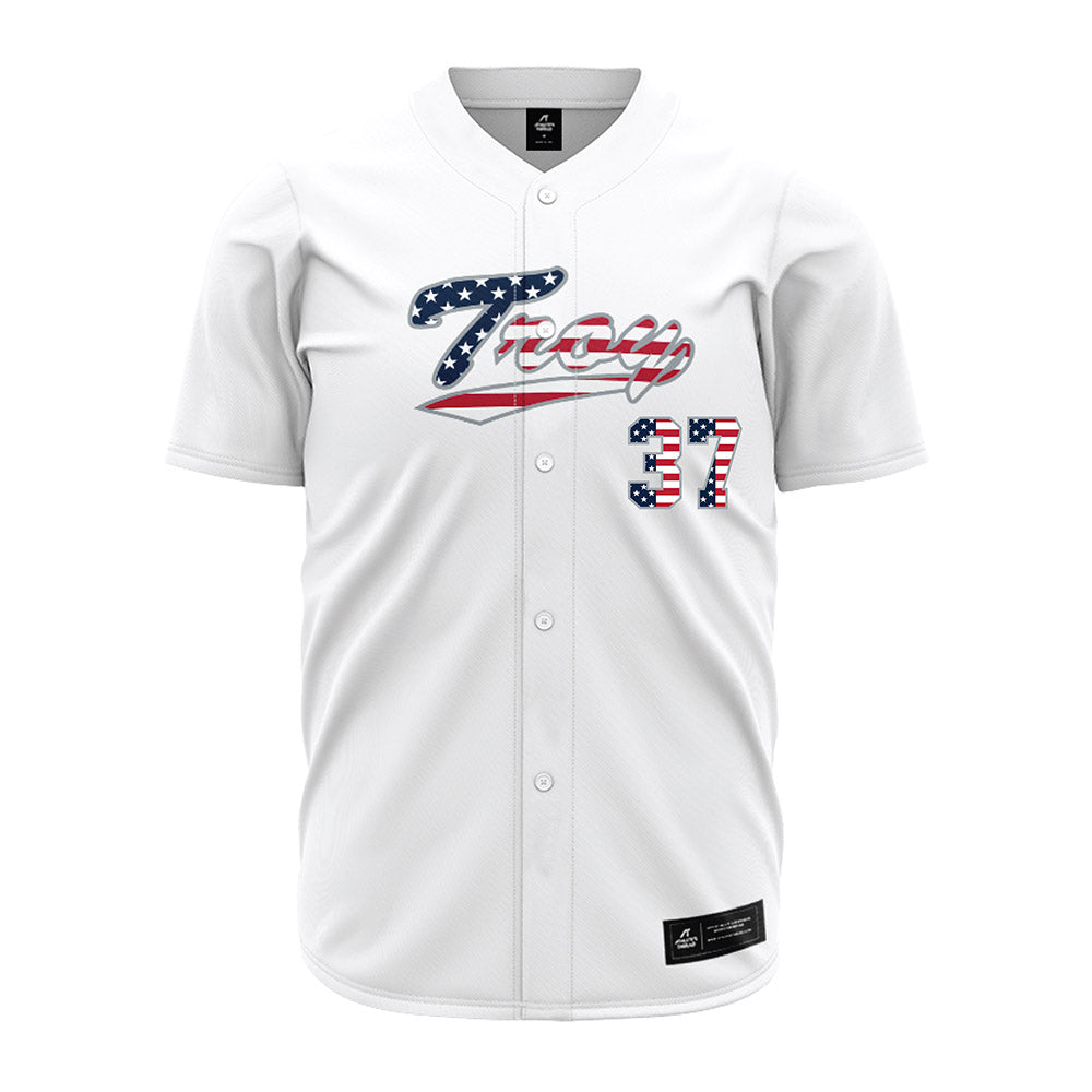 Troy - NCAA Baseball : Sean Darnell - White Jersey-0