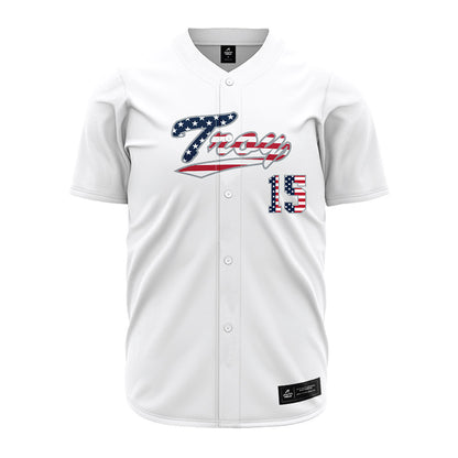 Troy - NCAA Baseball : Tommy Egan - White Jersey-0