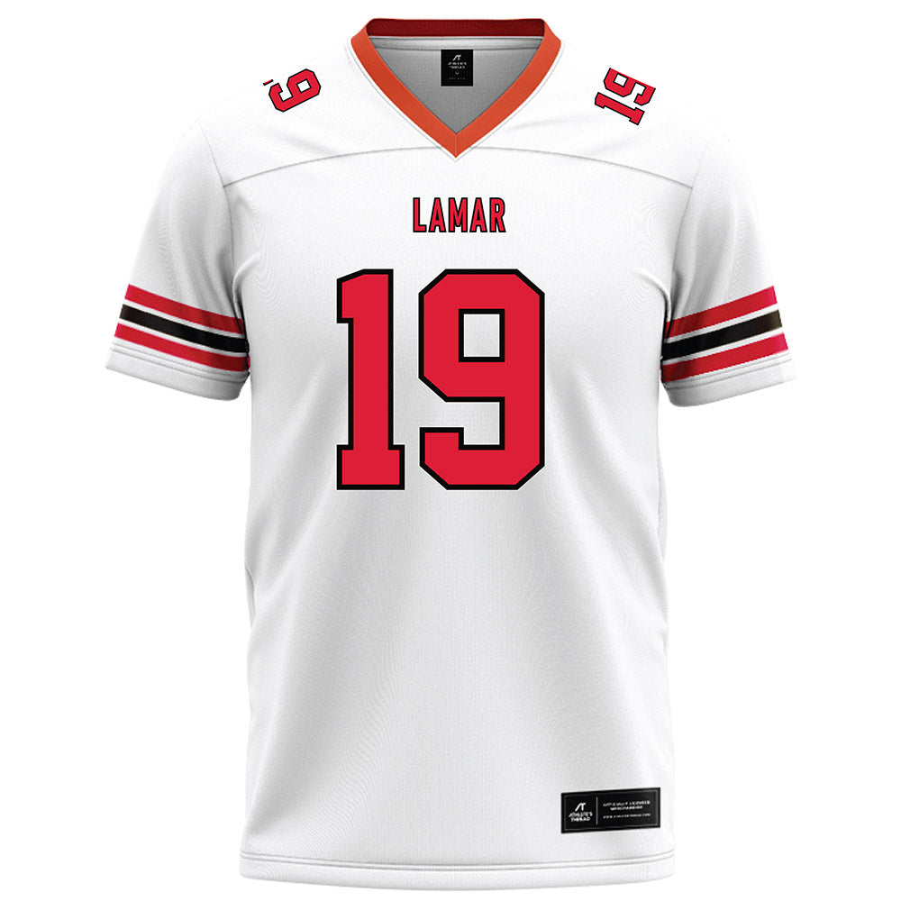 Lamar - NCAA Football : Albert Simon III - White Football Jersey-0
