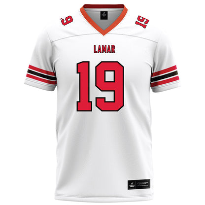 Lamar - NCAA Football : Albert Simon III - White Football Jersey-0