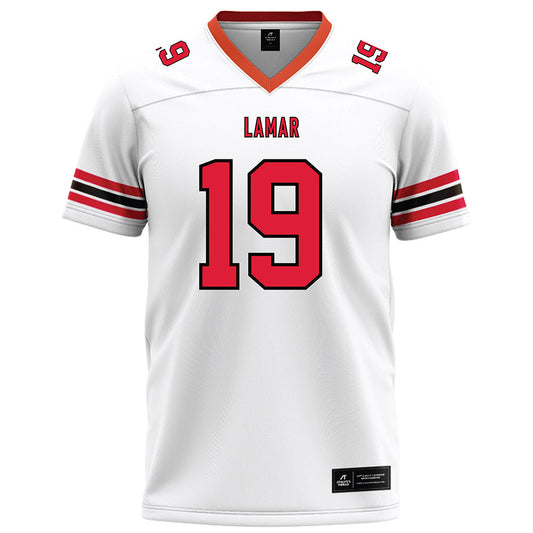 Lamar - NCAA Football : Albert Simon III - White Football Jersey-0