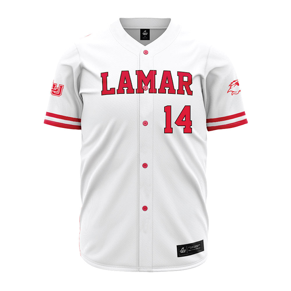 Lamar - NCAA Baseball : Travis Lutz - White Jersey-0
