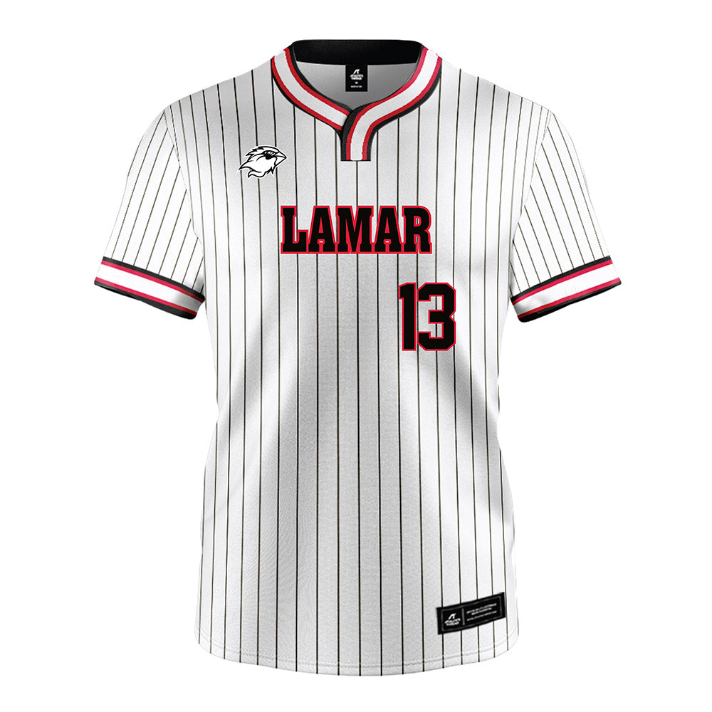 Lamar - NCAA Softball : Riley Whitley - White Pinstripe Jersey-0