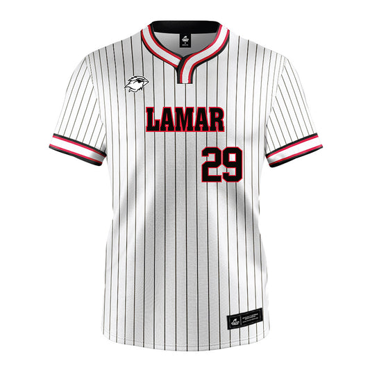 Lamar - NCAA Softball : Kaylee Cuevas - White Pinstripe Jersey-0