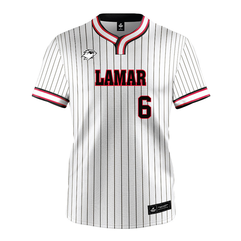 Lamar - NCAA Softball : Isabella Flores - White Pinstripe Jersey-0