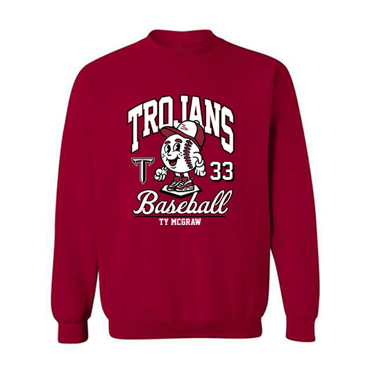 Troy - NCAA Baseball : Ty McGraw - Cardinal Red Crewneck Sweatshirt-0