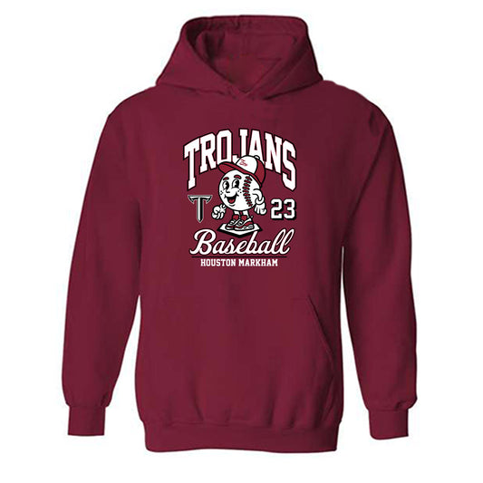 Troy - NCAA Baseball : Houston Markham - Cardinal Red Hooded Sweatshirt-0