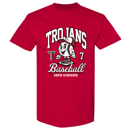 Troy - NCAA Baseball : Gavin Schrader - Cardinal Red T-Shirt-0