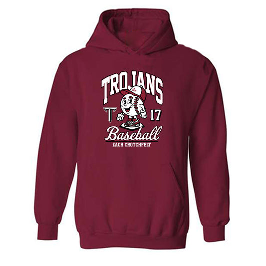 Troy - NCAA Baseball : Zach Crotchfelt - Cardinal Red Hooded Sweatshirt-0