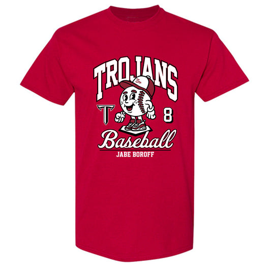 Troy - NCAA Baseball : Jabe Boroff - Cardinal Red T-Shirt-0