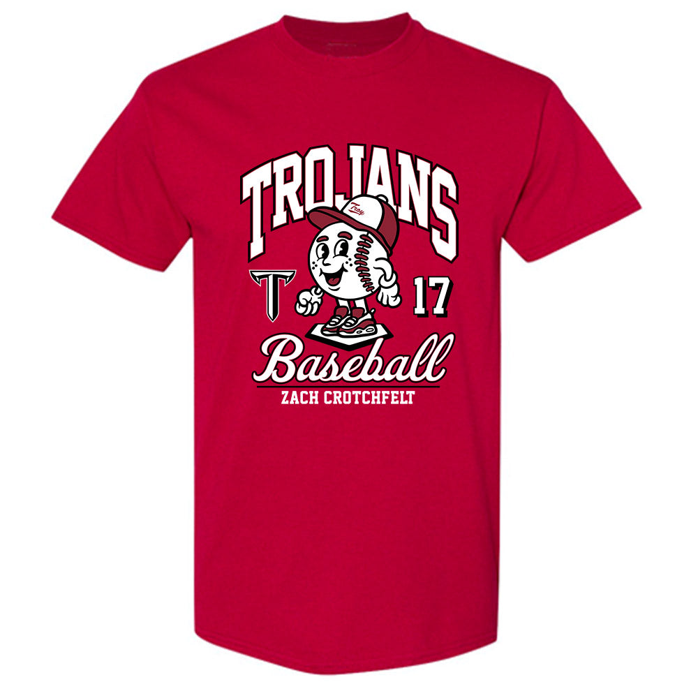 Troy - NCAA Baseball : Zach Crotchfelt - Cardinal Red T-Shirt-0
