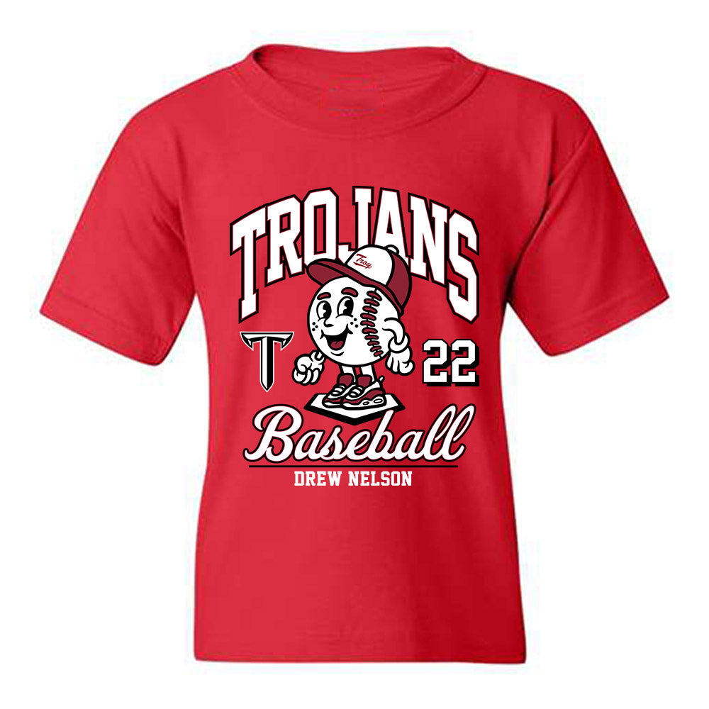 Troy - NCAA Baseball : Drew Nelson - Cardinal Red Youth T-Shirt-0