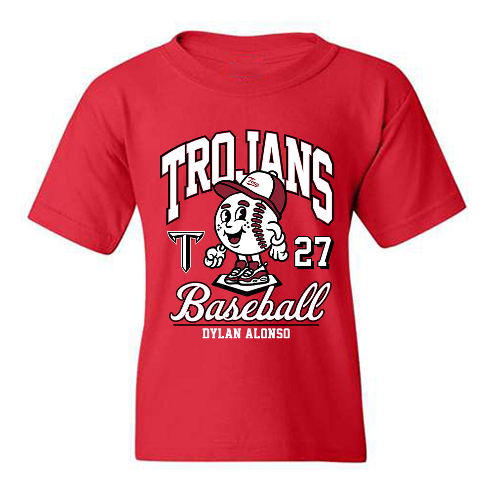 Troy - NCAA Baseball : Dylan Alonso - Cardinal Red Youth T-Shirt-0