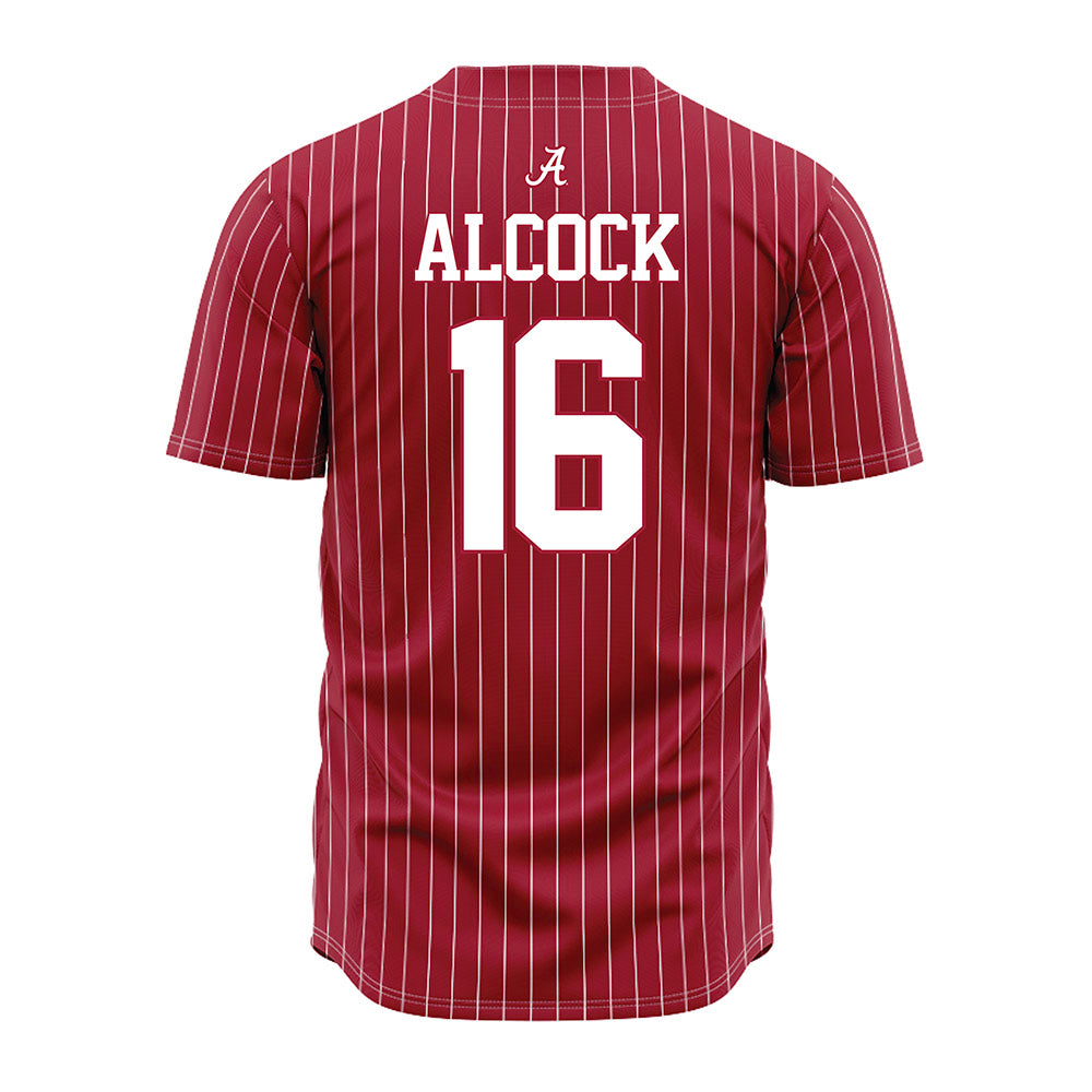 Alabama - NCAA Baseball : Bobby Alcock - Pinstripe Jersey-2