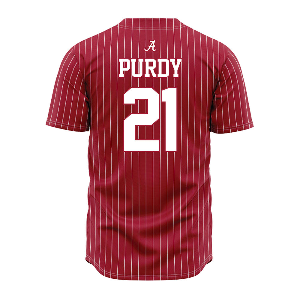 Alabama - NCAA Baseball : Andrew Purdy - Pinstripe Jersey-3