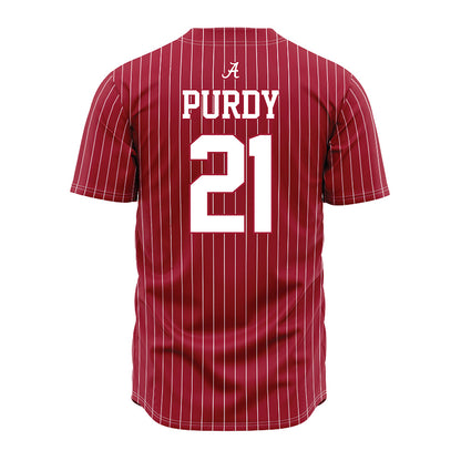 Alabama - NCAA Baseball : Andrew Purdy - Pinstripe Jersey-3