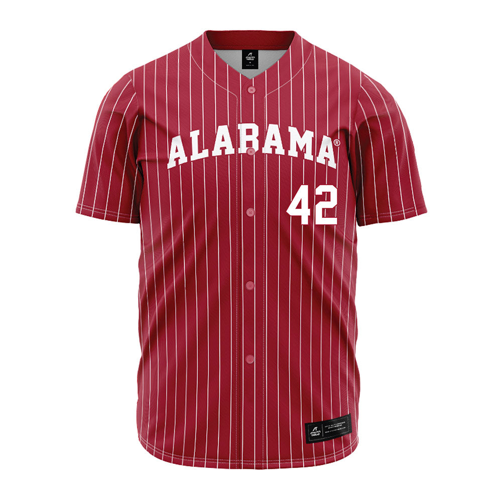 Alabama - NCAA Baseball : Eric Hines - Pinstripe Jersey-0