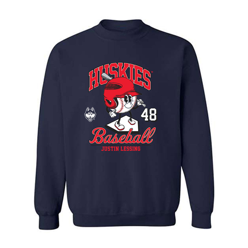 UConn - NCAA Baseball : Justin Lessing - Fashion Shersey Crewneck Sweatshirt-0
