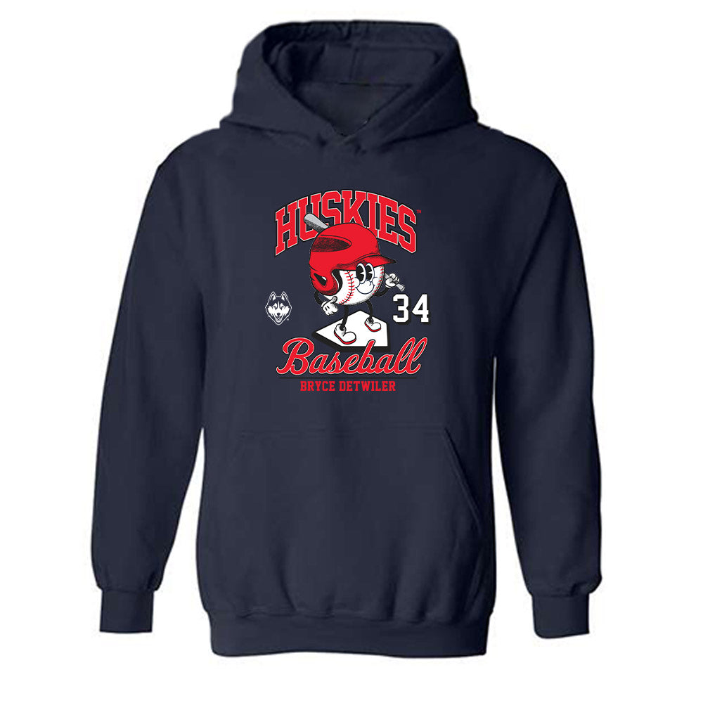 UConn - NCAA Baseball : Bryce Detwiler - Fashion Shersey Hooded Sweatshirt-0