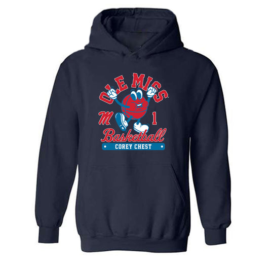 Ole Miss - NCAA Men's Basketball : Corey Chest - Fashion Shersey Hooded Sweatshirt-0