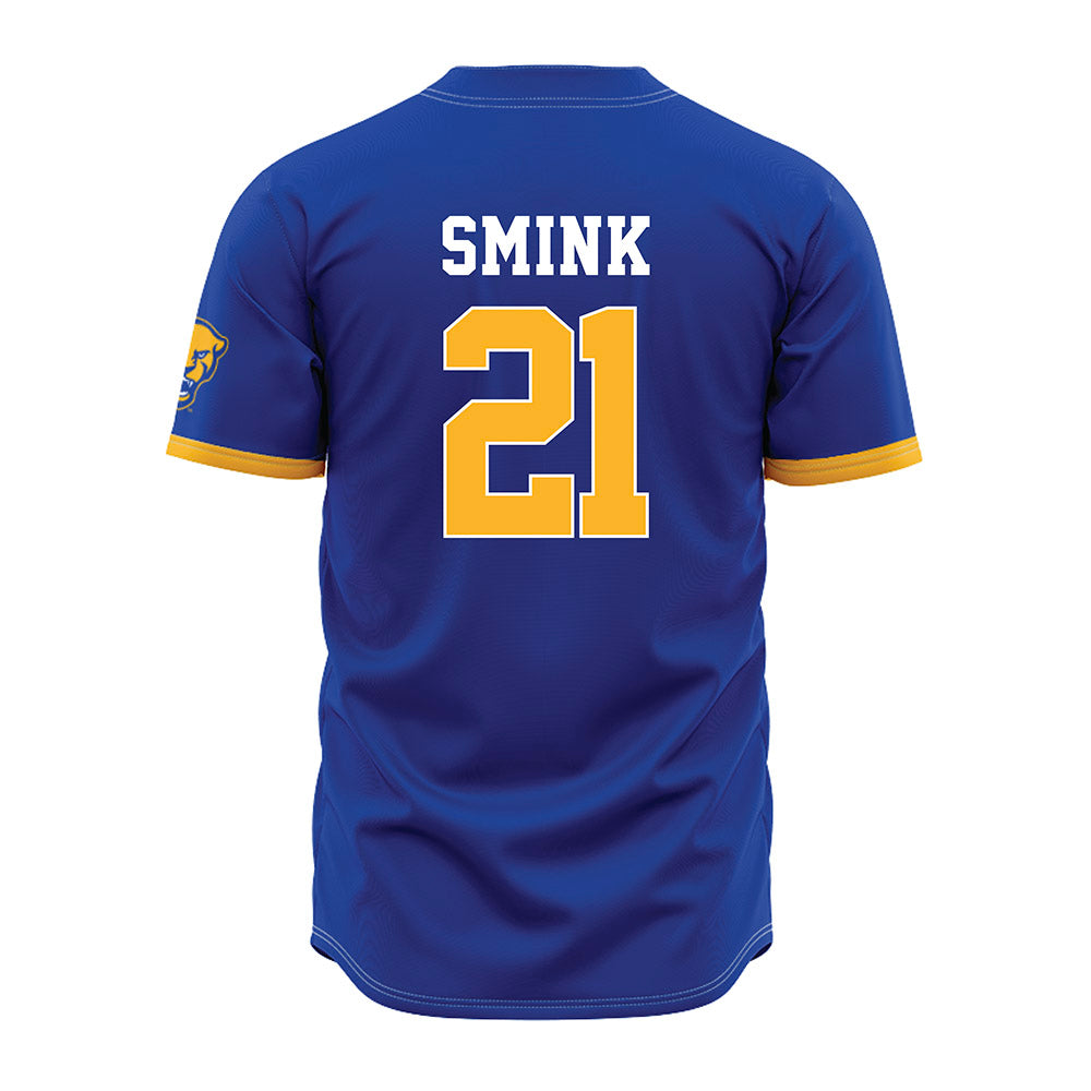 Pittsburgh - NCAA Baseball : Eddie Smink - Blue Jersey-1