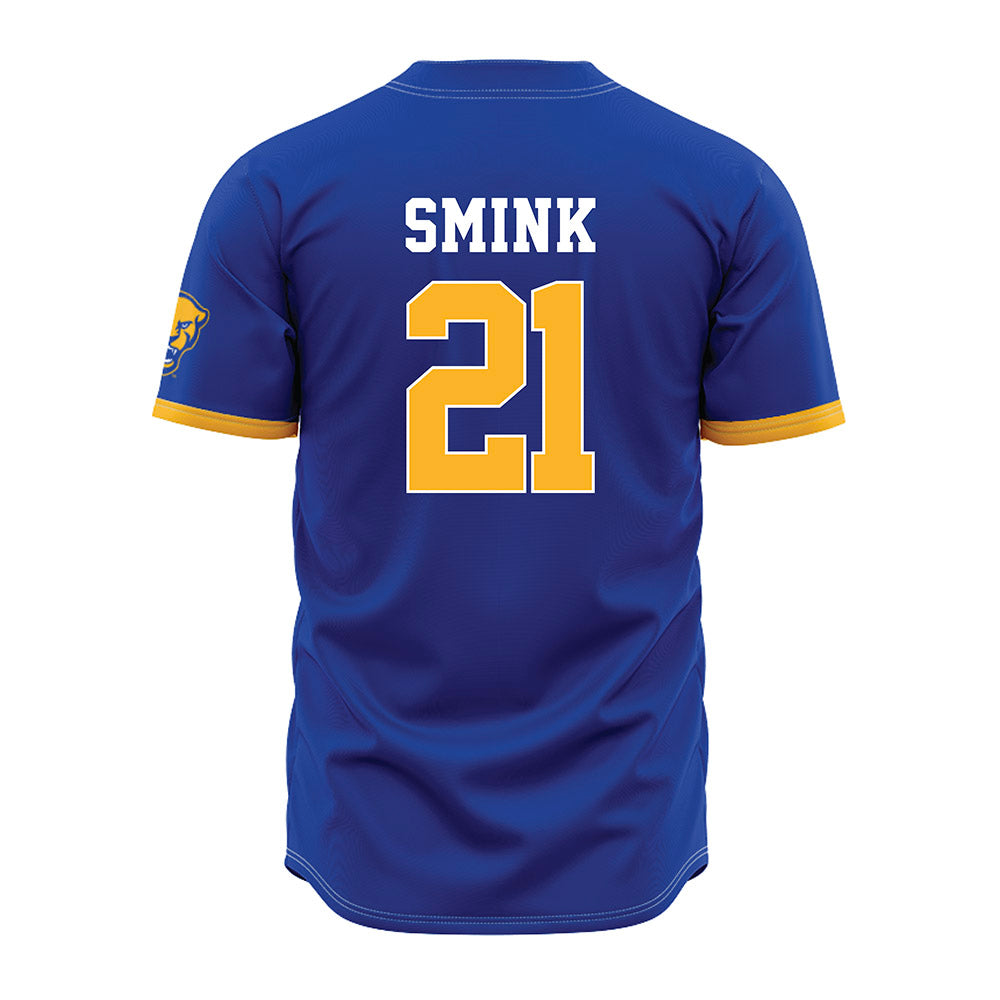 Pittsburgh - NCAA Baseball : Eddie Smink - Blue Jersey-1